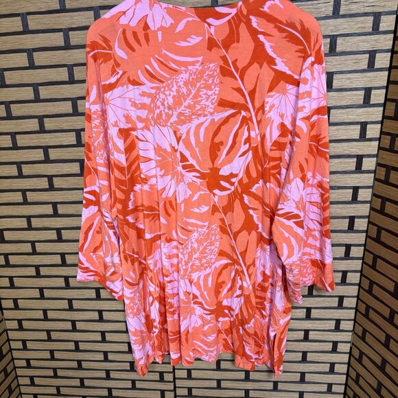 Soft Surroundings Pink And Orange Floral Tunic Top Size 2X - Picture 2 of 9